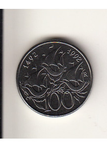 1992 100 Lire Acmonital Scoperta America Fior di Conio San Marino